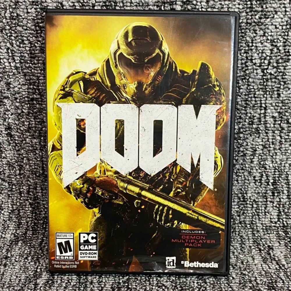 Bethesda DOOM PC Game Mature DVD ROM Yellow Demon Multiplayer Pack Shooter